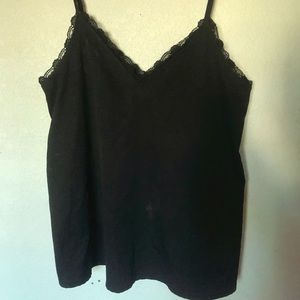 Black camisole with lace trim neckline